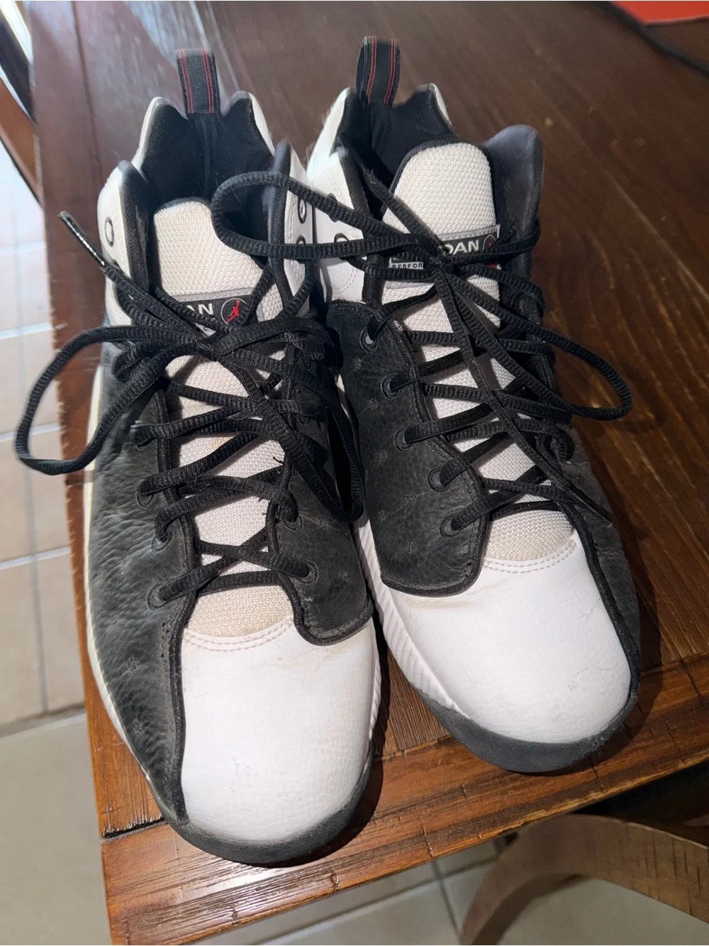 Jordan Men's Black and White High-Top Basketball Sneakers
